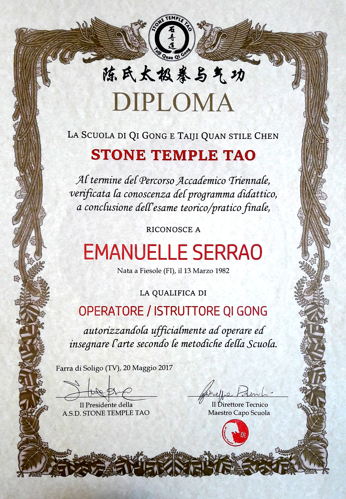 Diploma-Qi_Gong-Stone_Temple_Tao